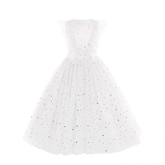 NWT White tulle dress with gold stars detail - Picture 3 of 12